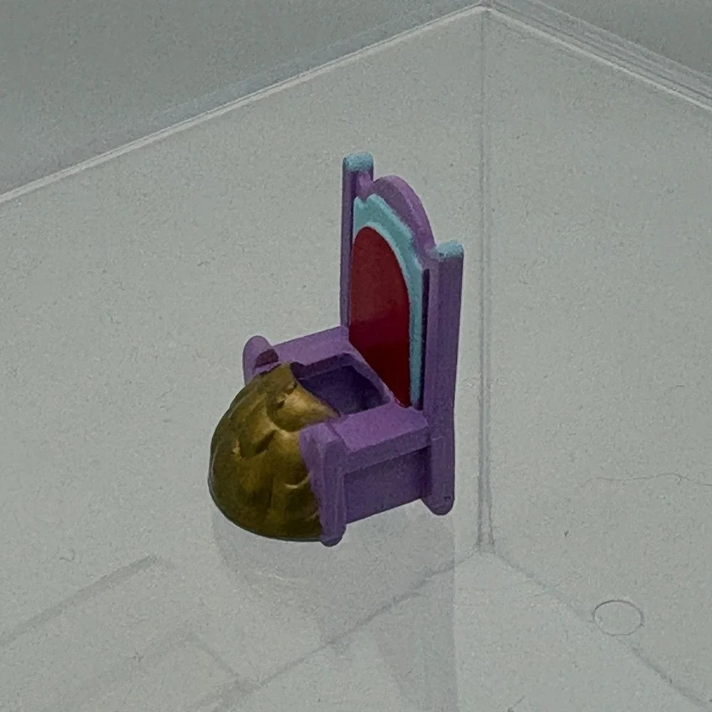 Vintage Polly Pocket Throne Chair Miniature Furniture Purple Gold Teal Accessory